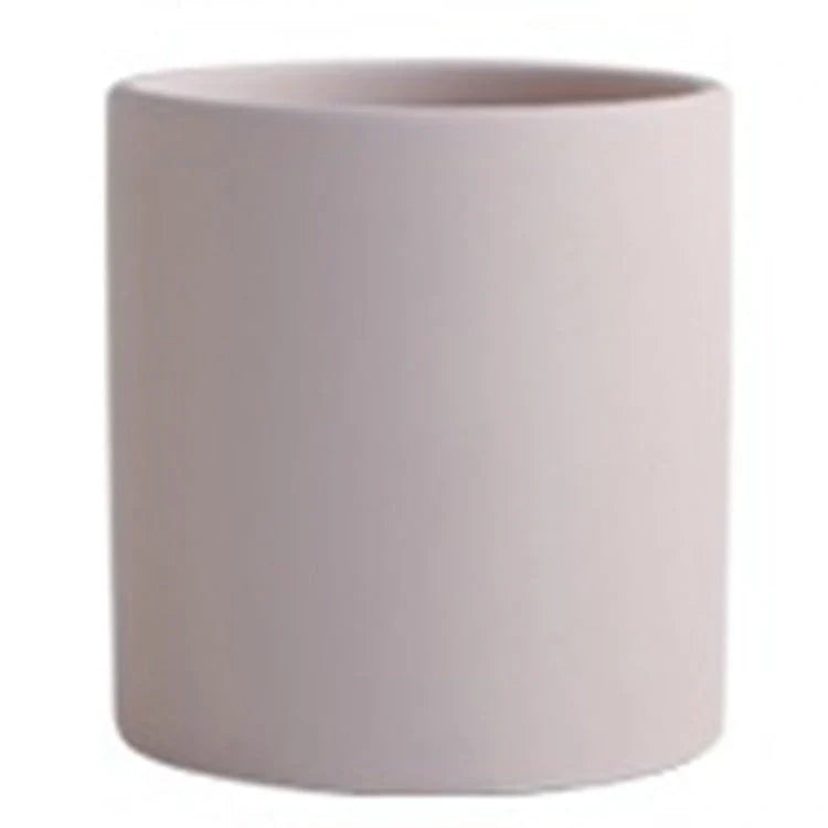 Nordic style cylindrical ceramic flowerpot with drainage hole for plants