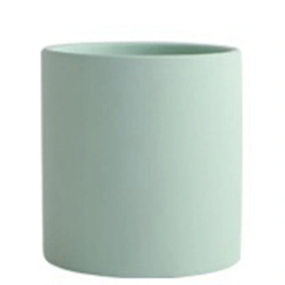 Nordic style cylindrical ceramic flowerpot with drainage hole for plants