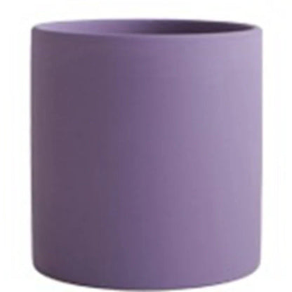 Nordic style cylindrical ceramic flowerpot with drainage hole for plants