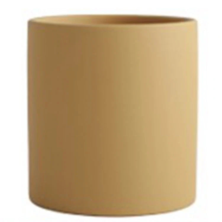 Nordic style cylindrical ceramic flowerpot with drainage hole for plants