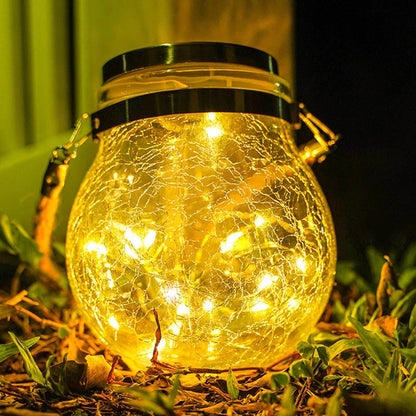 Spherical glass solar LED garden lamp with waterproof design and warm white light