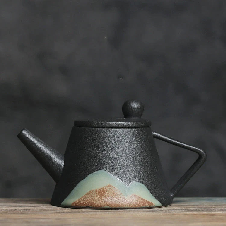Retro Ceramic Teapot with elegant underglaze design for a sophisticated tea experience
