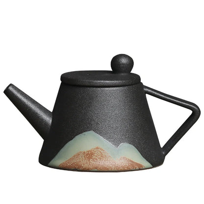 Retro Ceramic Teapot with elegant underglaze design for a sophisticated tea experience