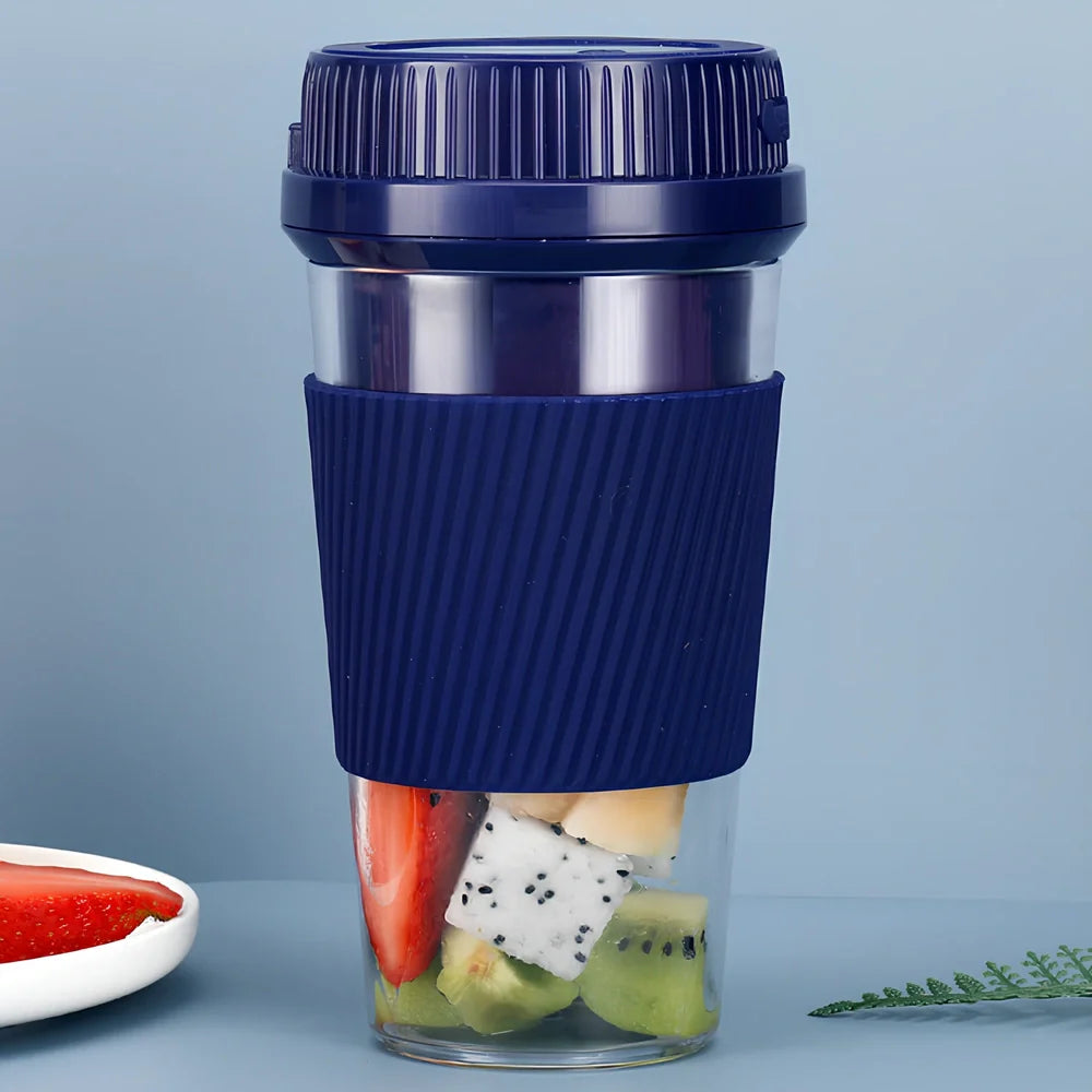 Pink portable USB blender with 400ml container, 37W motor, and 300ml juice capacity