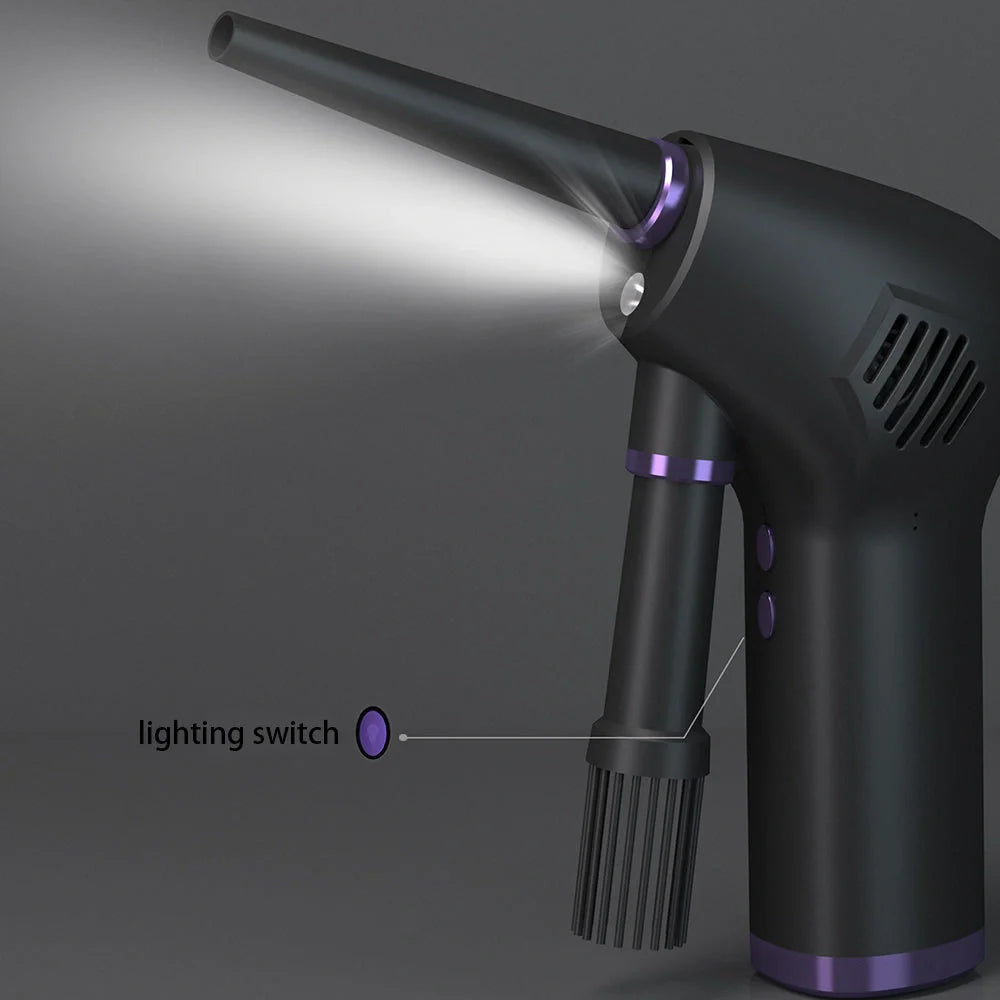 Cordless air duster for cleaning electronics with powerful airflow and ergonomic design