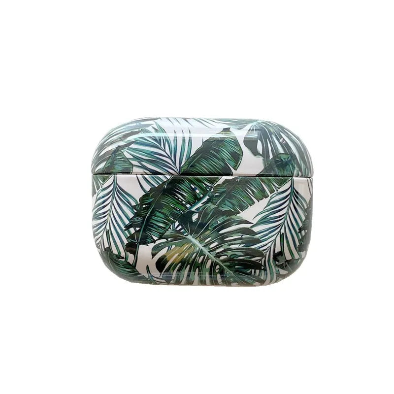 Blue and green banana leaves design AirPods protective case for AirPods 1/2 generation and AirPods Pro models