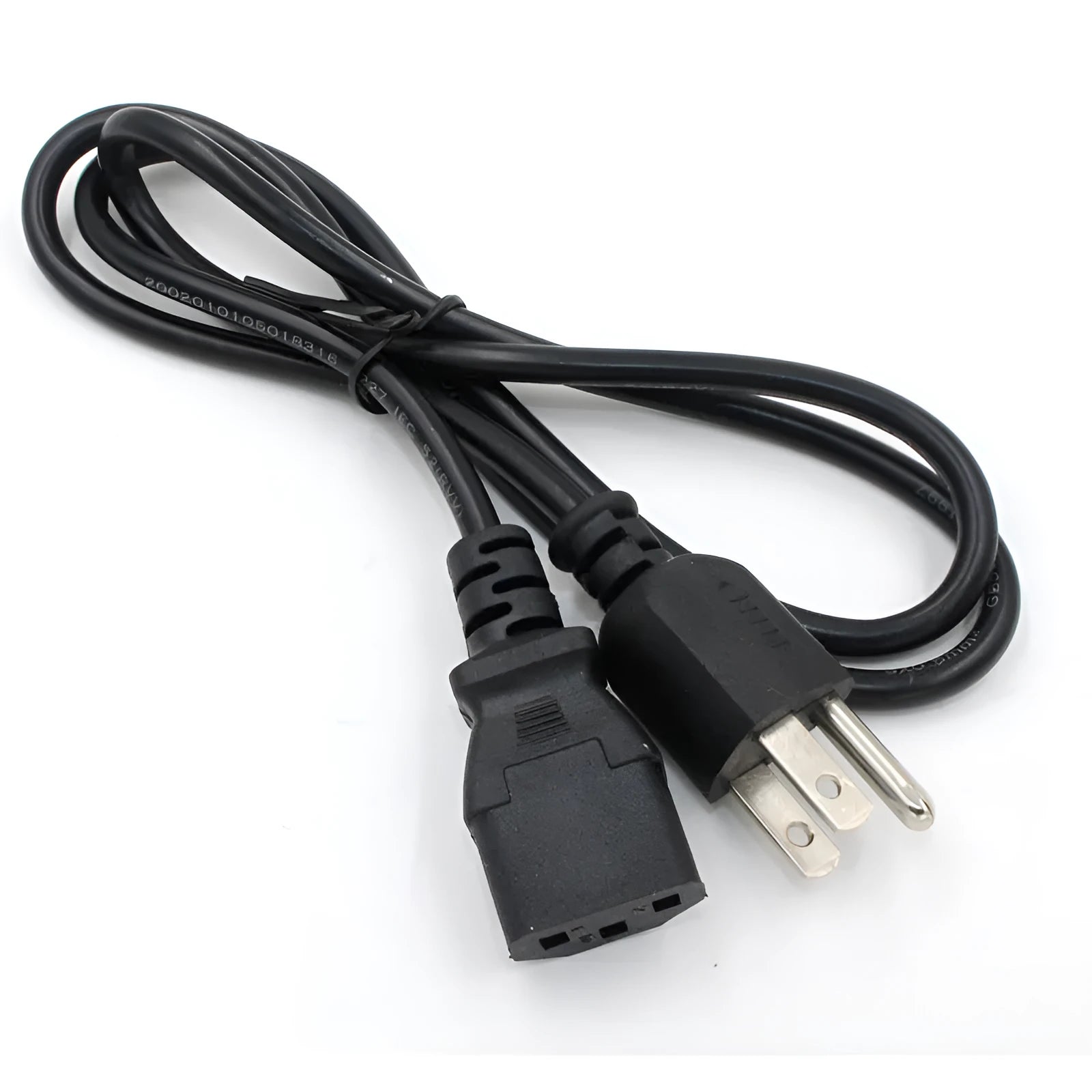 Black US to UK power cord and adapter, 1.2 metres long with three-core copper cable
