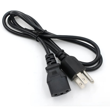 Black US to UK power cord and adapter, 1.2 metres long with three-core copper cable