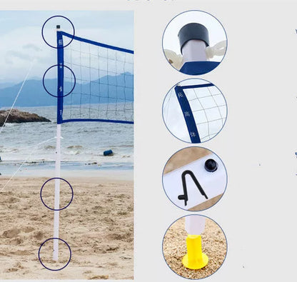 Adjustable height folding volleyball net for outdoor sports, durable and lightweight