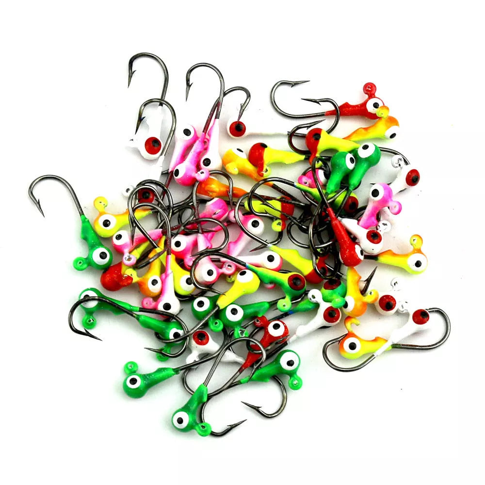 50 1g lead fishing hooks in mixed colors for outdoor fishing