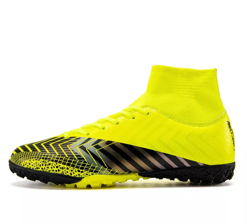 High-top football shoes for youth with non-slip rubber outsole, available in multiple colors