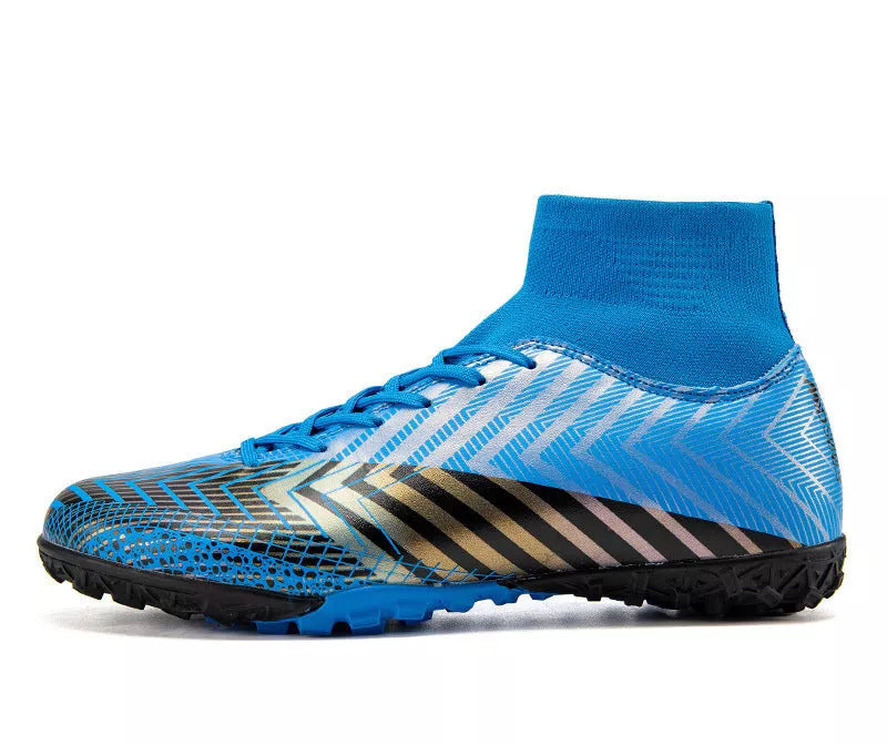 High-top football shoes for youth with non-slip rubber outsole, available in multiple colors