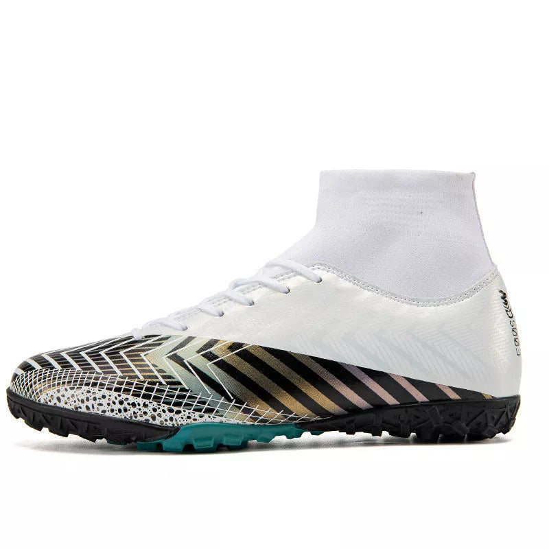 High-top football shoes for youth with non-slip rubber outsole, available in multiple colors