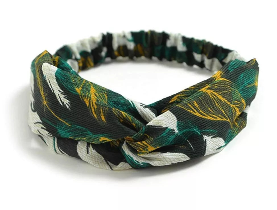 Women's retro style printed headband with elastic free size in various colors