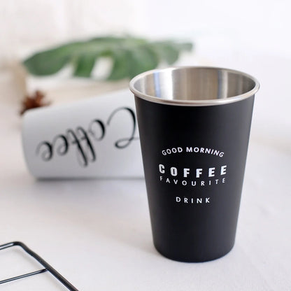 350ml ROKEN stainless steel cup in coffee black with lid, straight and curved straws for travel use