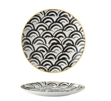 Nordic style geometric ceramic plate set for elegant dining