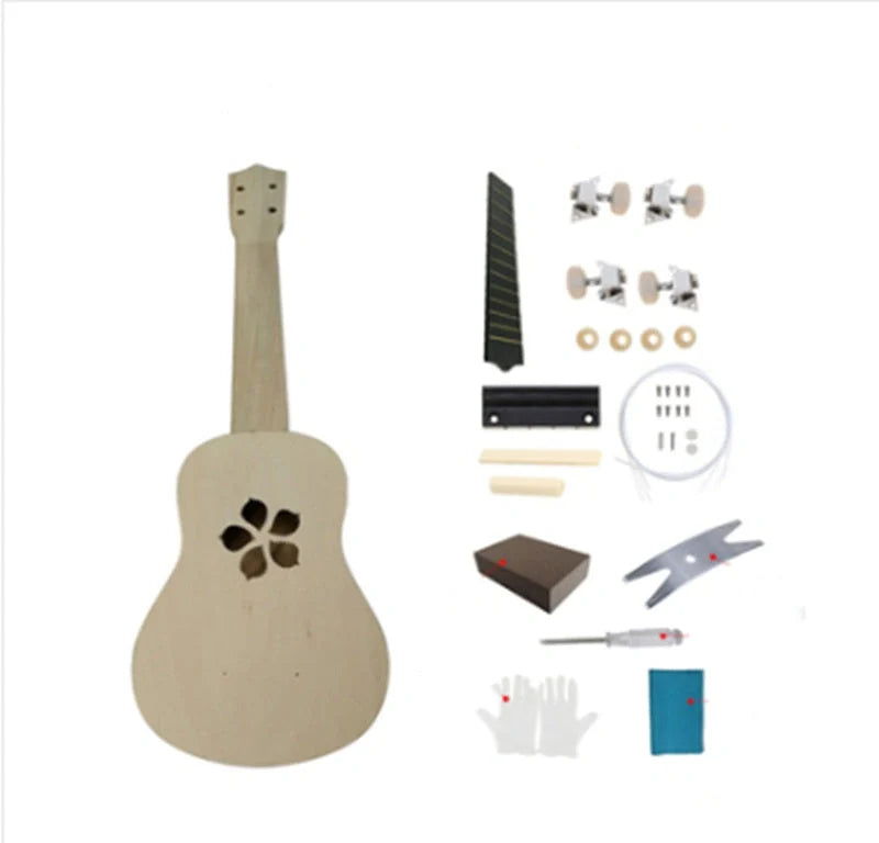 Hand-painted cherry blossom ukulele for beginners, 21 inches, basswood construction