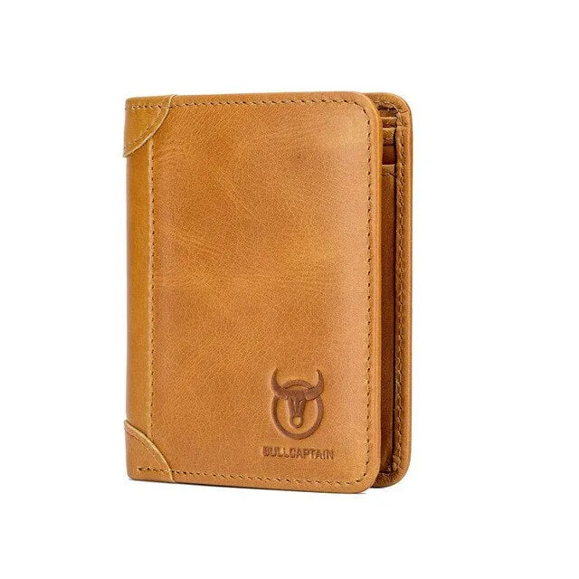 Men's casual leather wallet showing internal compartments including secret section