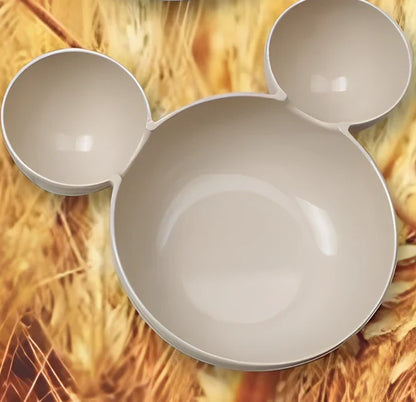 Mickey cartoon wheat straw children's bowl set with pink 21.5 cm bowl, spoon, fork, chopsticks - BPA-free biodegradable kids meal kit