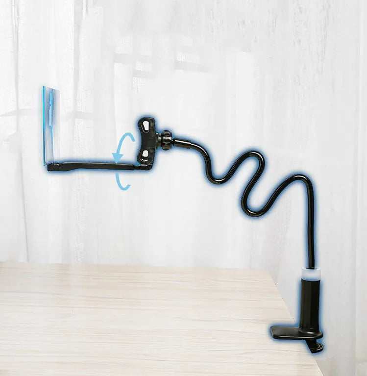 Black mobile phone screen amplifier with 12-inch acrylic display on adjustable rotating bracket