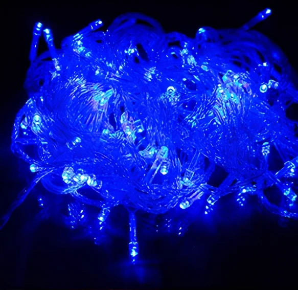 LED fairy string lights with multicolour bulbs on flexible copper wire for holiday decoration