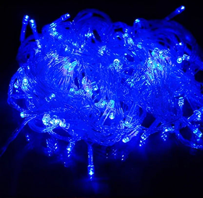 LED fairy string lights with multicolour bulbs on flexible copper wire for holiday decoration