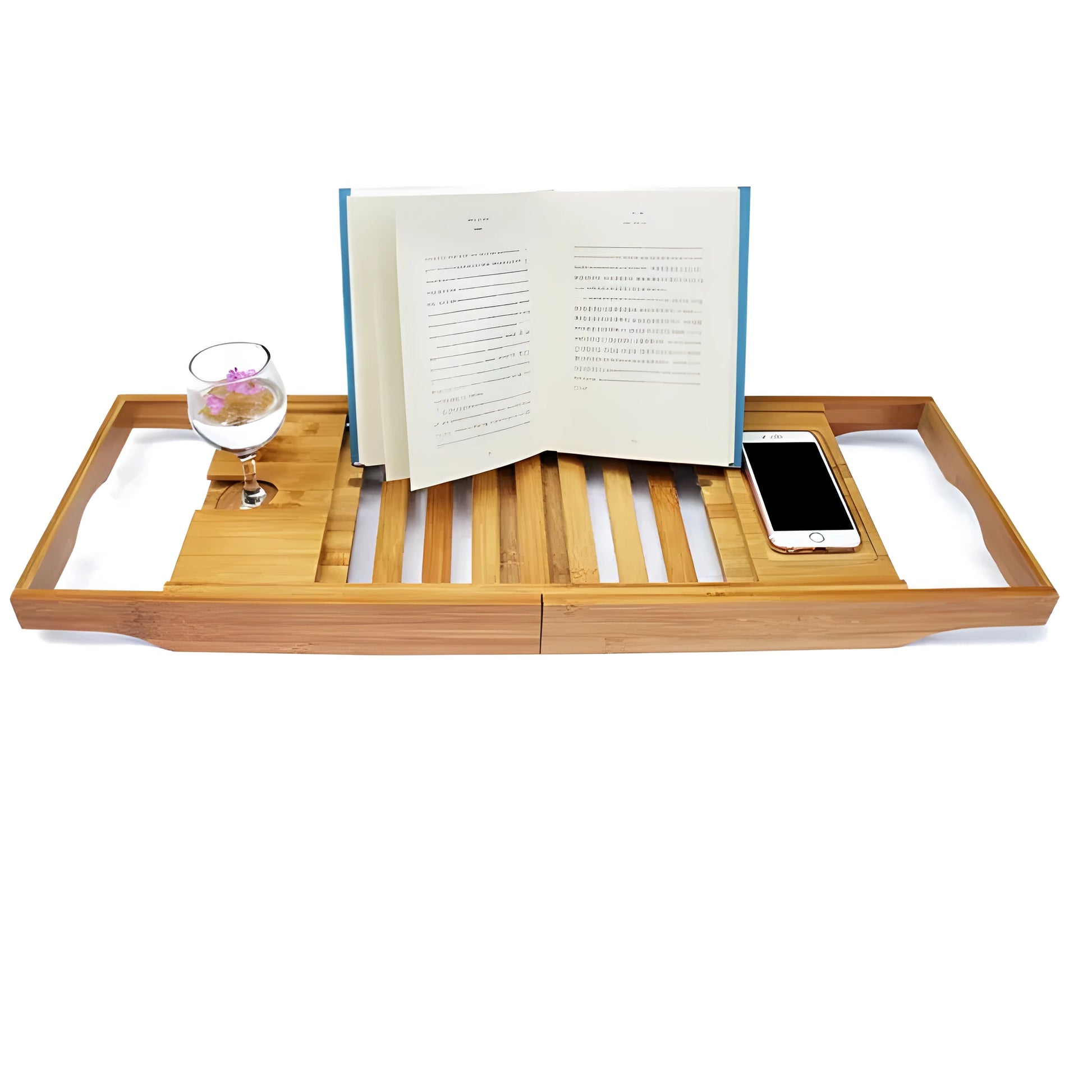 Bamboo bathtub frame storage unit with single-tier design for bathroom organisation