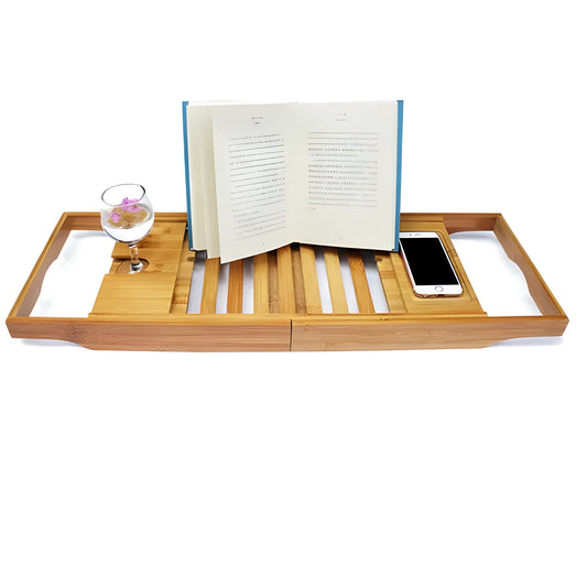 Bamboo bathtub frame storage unit with single-tier design for bathroom organisation