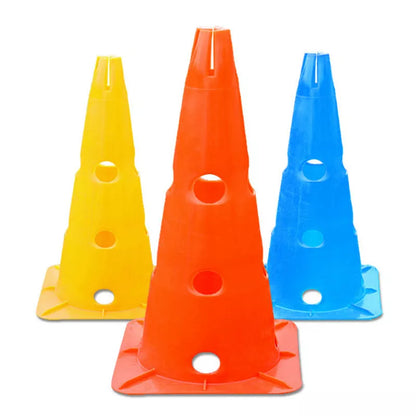 Bright orange football training cone with durable polyethylene construction, 30CM tall