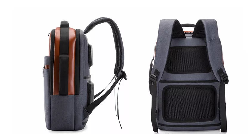 Multi-functional leisure computer bag in copper, blue, and black with large capacity for 15.6-inch laptops