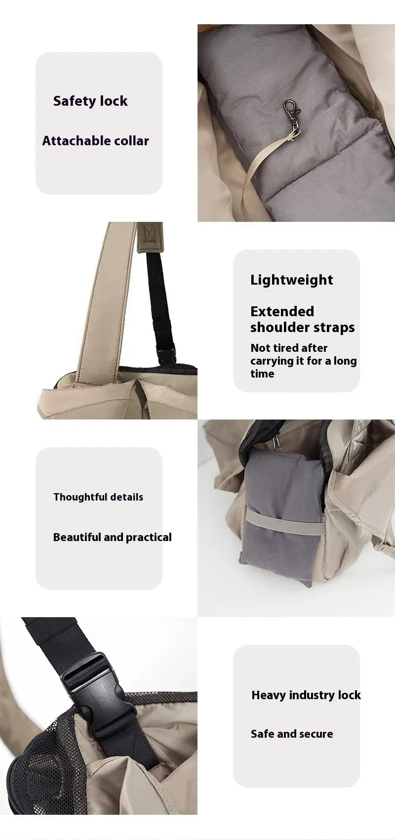 Apricot coloured soft cloth portable pet carrier handbag for small dogs and cats.
