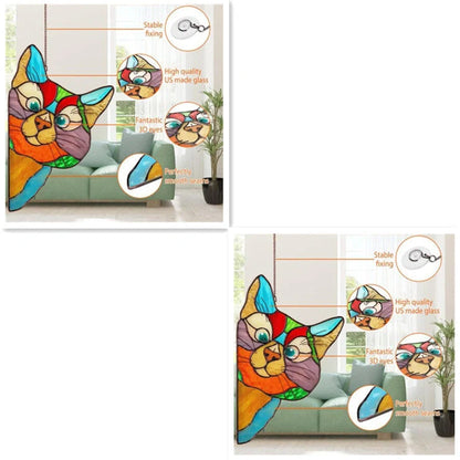Colorful PVC cat window sticker with double-sided design for home and car decoration
