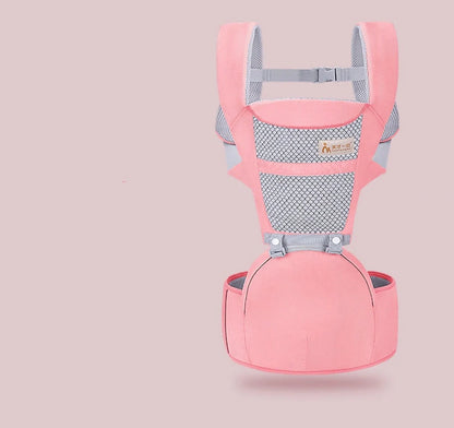 Multifunctional baby carrier waist stool in pink, gray, and blue