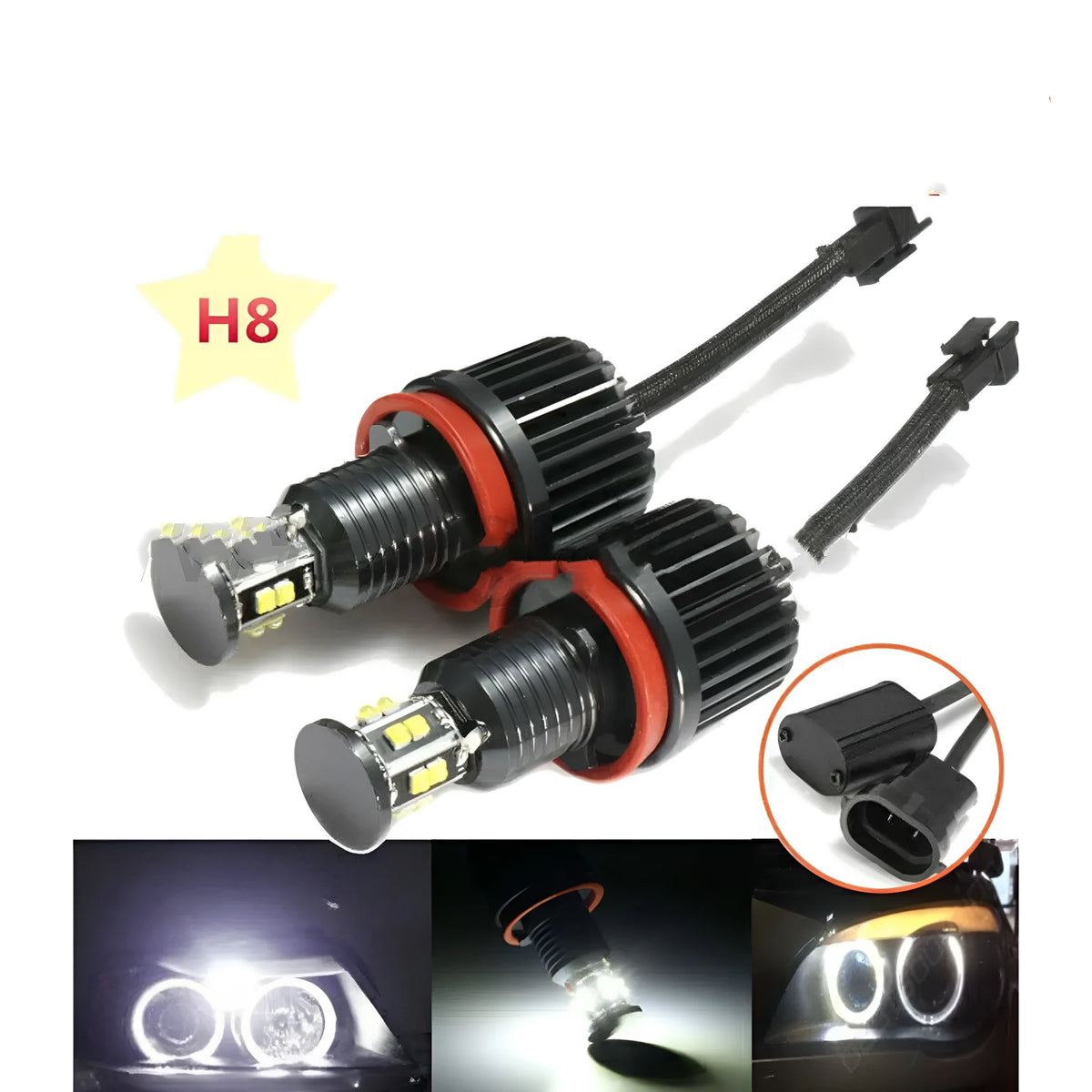 BMW E92 LED headlight bulb with 120W power and H11 socket