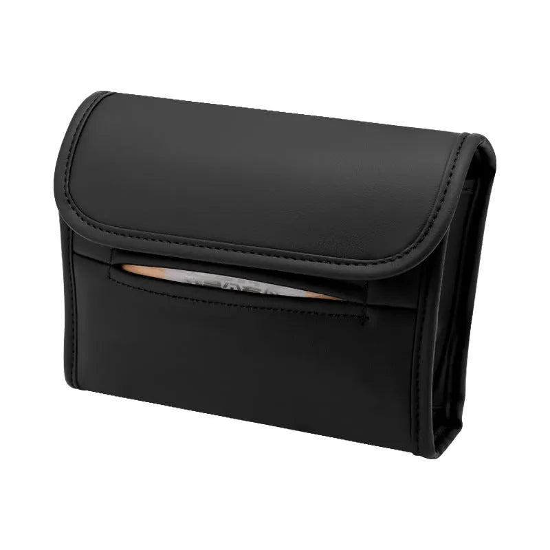 Car tissue box holder leather sun visor armrest hanging on chair back vehicle-mounted storage organiser elastic band button installation 18cm x 16cm x 2cm Athens Brown Beige Black Caramel Mocha Wine Red