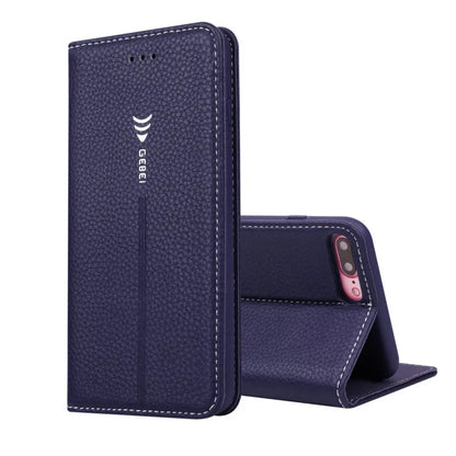 Black PU leather wallet case for iPhone X with cards stored inside