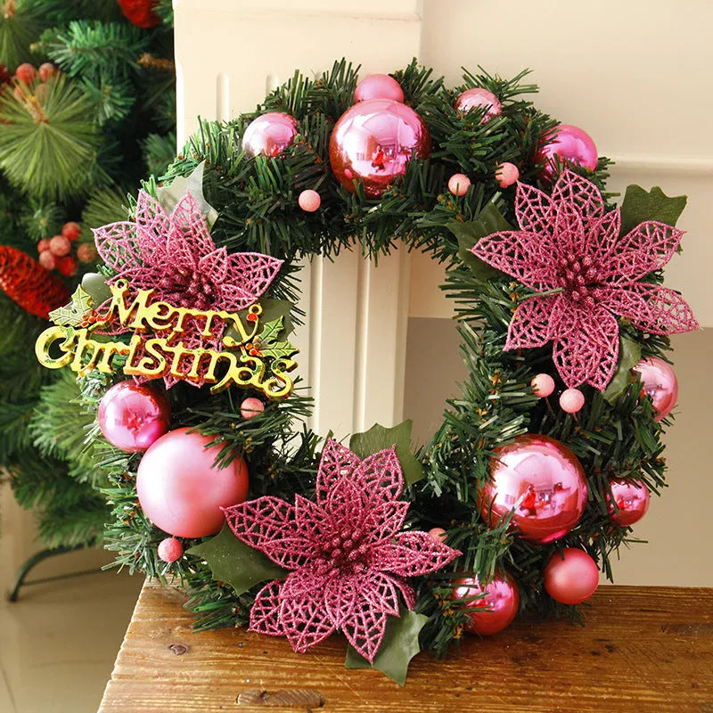 30cm multicolour plastic Christmas wreath decoration for door or garden