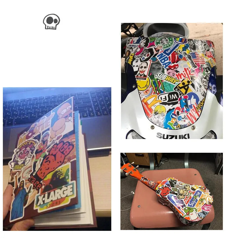 36 large retro beach and surfing themed stickers with matte finish, sizes range from 6cm to 10cm.