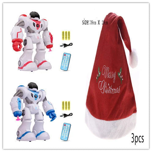 A remote-controlled robot toy with music and dance features, designed for children's entertainment and engagement.