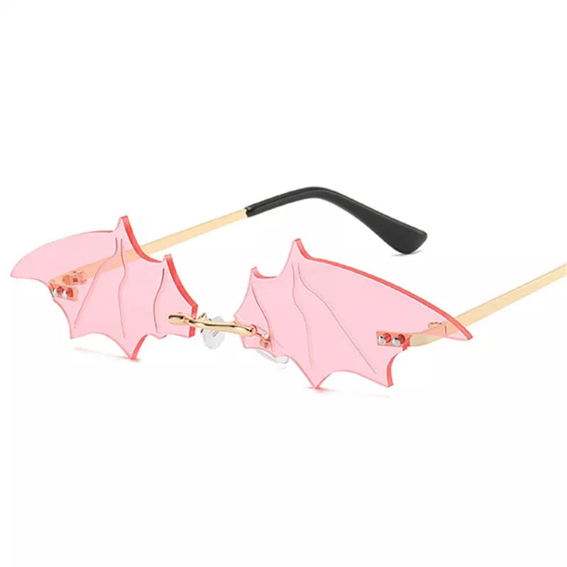 Bat-shaped sunglasses in various colors with UVA and UVB protection