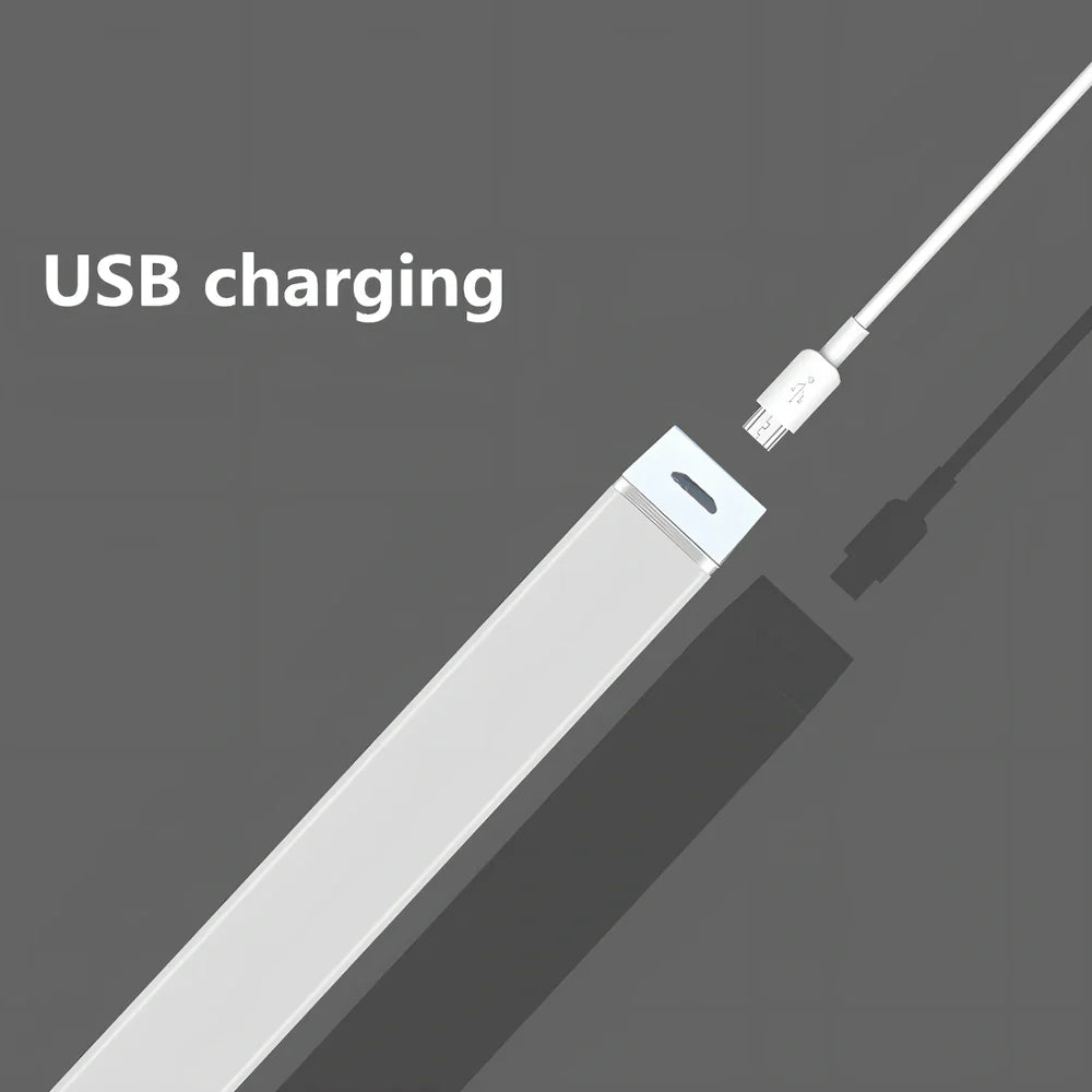 LED human body induction magnetic closet light showing aluminium shell and magnetic attachment for wardrobe installation