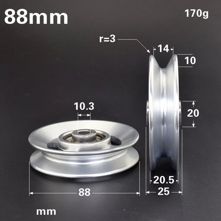 Aluminum alloy fitness equipment guide wheel with smooth pulley action