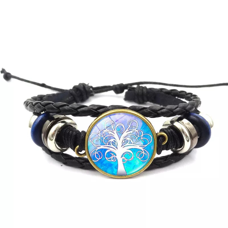 Handmade Tree of Life Bracelet with multilayer braided design in black