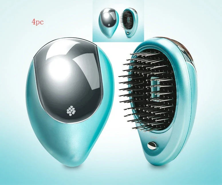 Portable vibrating hair massage comb with ionic technology for on-the-go hair rejuvenation and styling