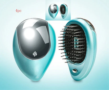 Portable vibrating hair massage comb with ionic technology for on-the-go hair rejuvenation and styling