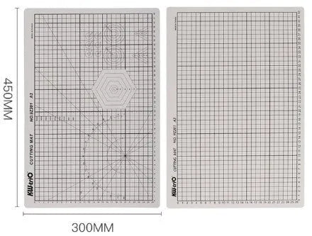 A3 self-healing cutting mat with centimetre grid in black, green, or grey colours