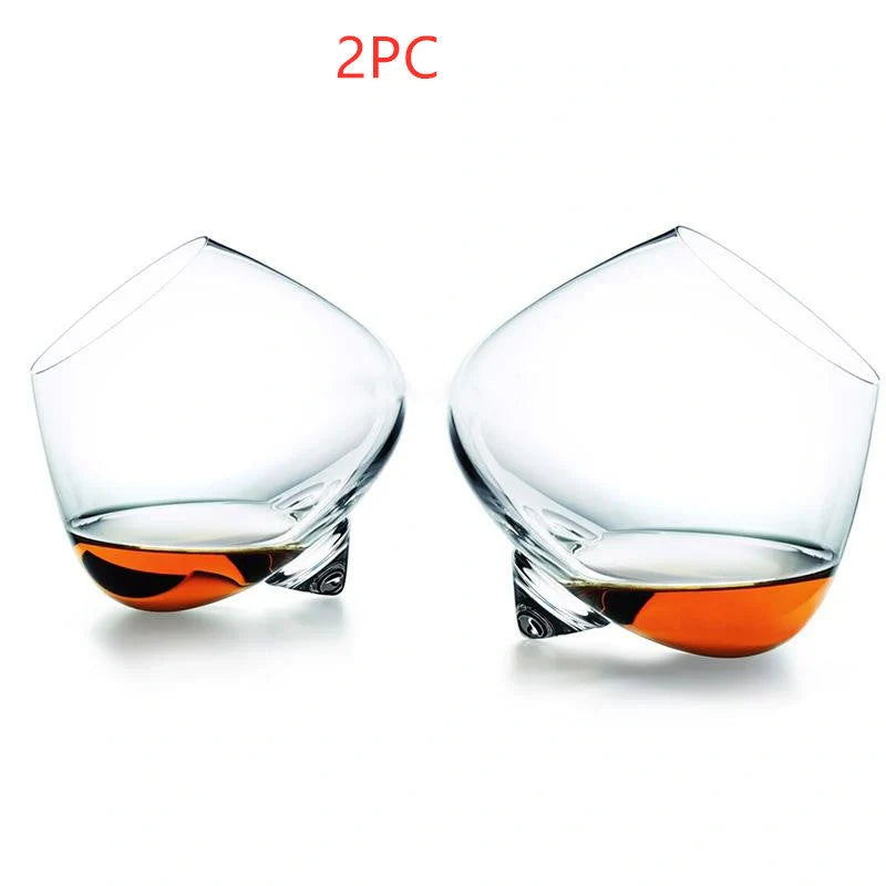 Crystal whiskey glass with wide belly for enhanced aroma and flavor