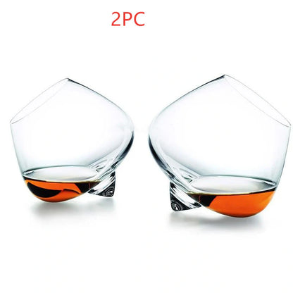 Crystal whiskey glass with wide belly for enhanced aroma and flavor