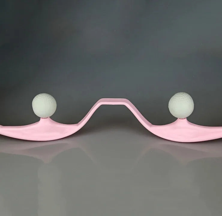 Plastic swan-shaped neck massager in pink, blue, or green with adjustable width and 3D floating-point rollers