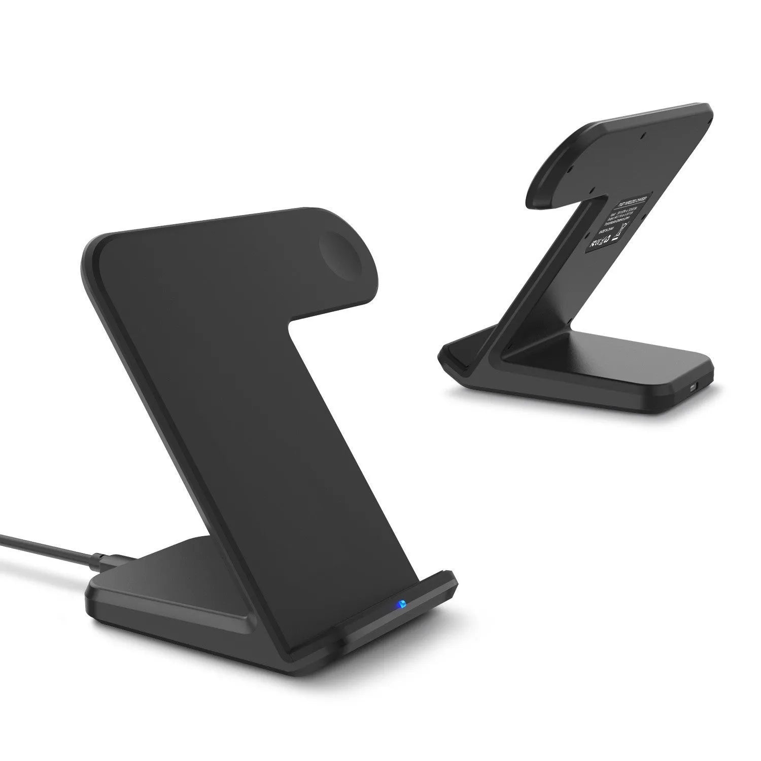 Black or white wireless charging pad for smartphones with 10W fast charging capability